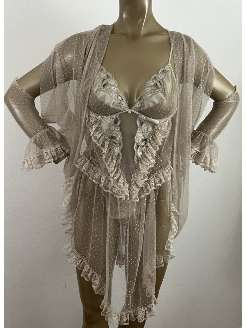 Naughty & Nice Barbi Benton Intimates Lingerie 5pc Set Women's S Wedding Bridal